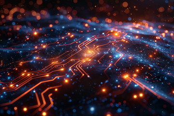 Obraz premium Digital background for tech, AI, neural networks, data, audio, graphics