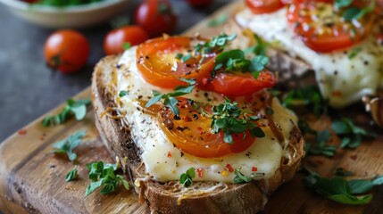 wallpaper of a grilled cheese sandwich with fresh vegetables, very professional and photographic setting
