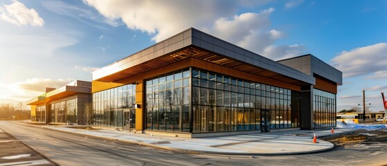 commercial building for retail and restaurants still in construction 