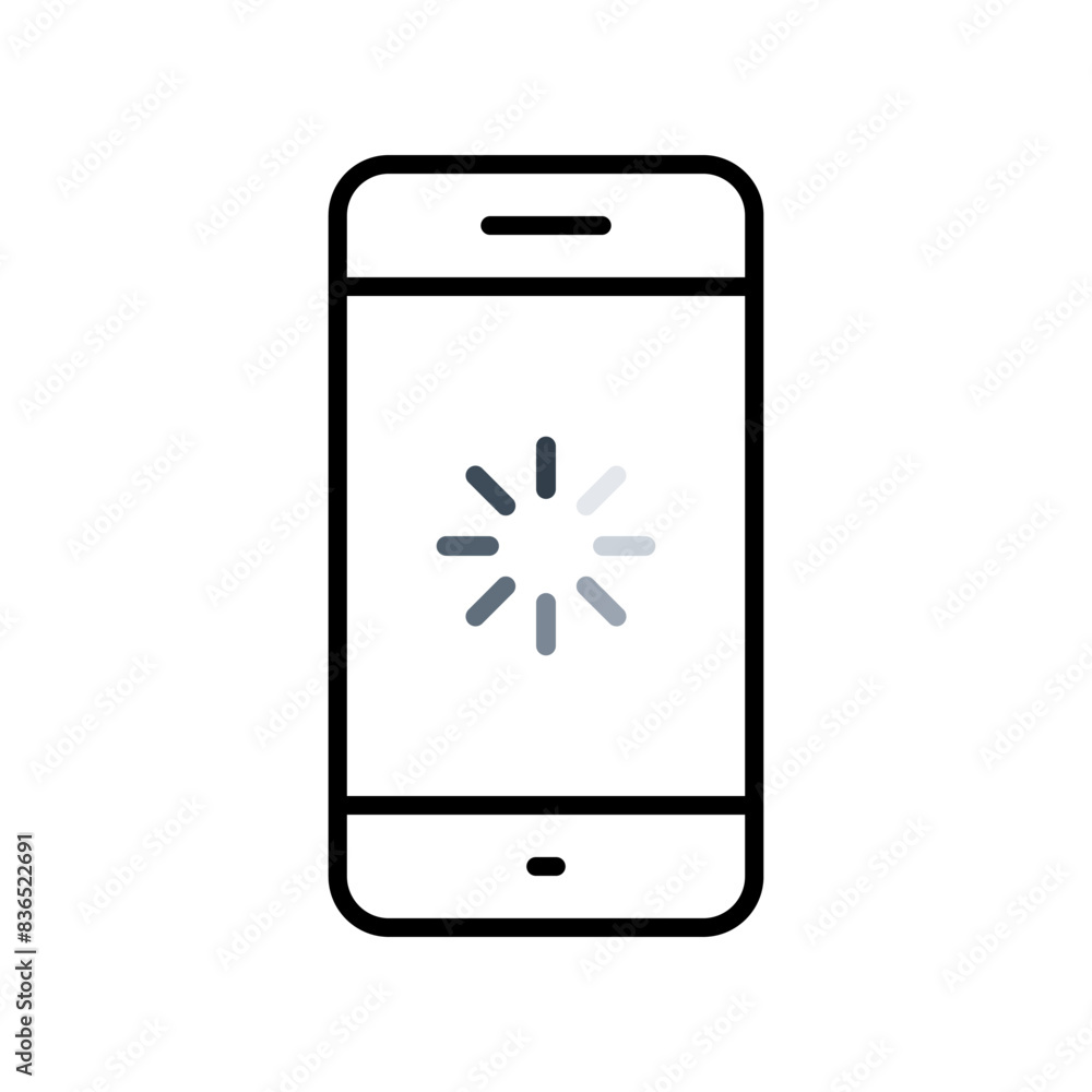 Poster loading on phone screen icon. buffering on cellphone display