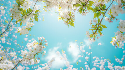 Beautiful floral spring abstract background of nature, cherry blossoms. For easter and spring greeting cards with copy space