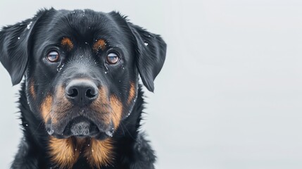 rottweiler dog wallpaper isolated on a neutral background, very photographic and professional