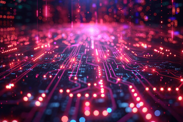 Obraz premium Digital background for tech, AI, neural networks, data, audio, graphics