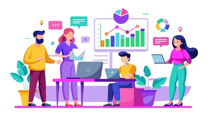 A young European business professional captivates their team with a powerful presentation, using charts and graphs to support their vision.