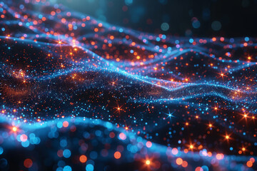 Digital background for tech, AI, neural networks, data, audio, graphics