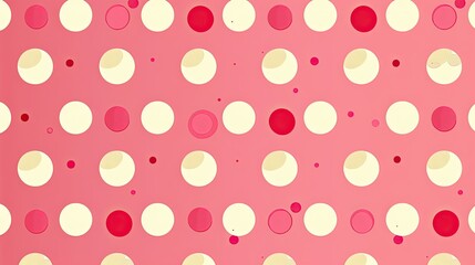 pink polka dot seamless Pepe at pattern in bright pink and cream. Small size dots. Pink background and cream dots.