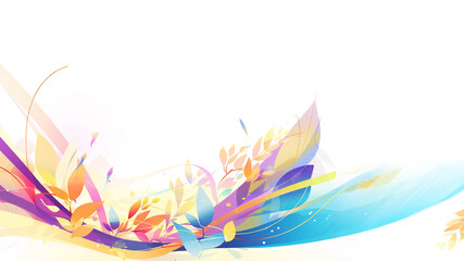 Obraz premium 波と花のウェーブ