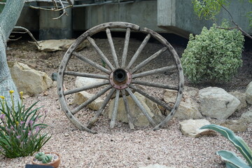 Wooden wheels in the sand