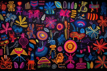 Naklejka premium Guna Yala Heritage Unveiled Vibrant Panama Mola Tapestry