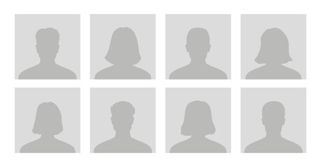 Default avatar profile icon. Gray placeholder. Man and woman