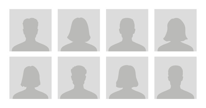 Default avatar profile icon. Gray placeholder. Man and woman