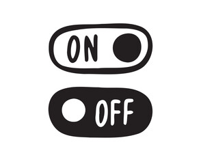 hand drawn On off doodle icon. Switch button. Vector style buttons