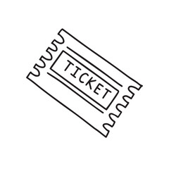 Doodle single hand drawn ticket. Isolated drawing clipart on a white background.