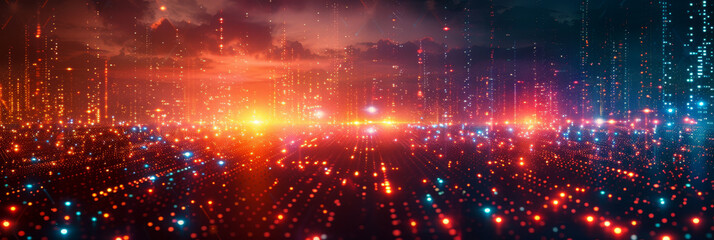 Fototapeta premium Digital background for tech, AI, neural networks, data, audio, graphics