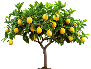 Vibrant lemon tree with ripe yellow lemons and lush green leaves, perfect for garden or agricultural themed projects.