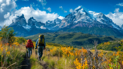 Majestic Mountain Landscape: Hiking Adventure in Scenic Wilderness