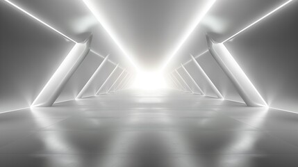 Obraz premium Futuristic White Corridor with Bright Light