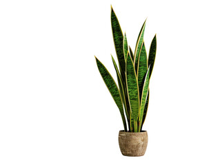 Vibrant green snake plant in a rustic pot, perfect for home decor, office spaces, and adding a touch of nature indoors.