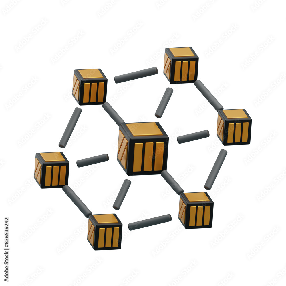 Poster 3d blockchain consists of blocks