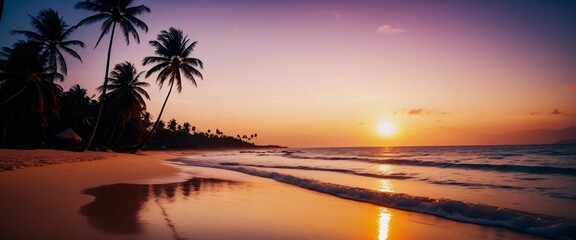 Vibrant sunset over a tranquil beach