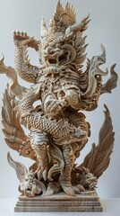 Fototapeta premium Beautiful wood carvings of mythical animals.