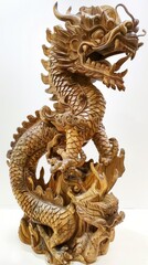 Fototapeta premium Beautiful wood carvings of mythical animals.