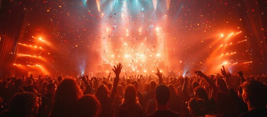 Concert Raising Hands with Orange Lights