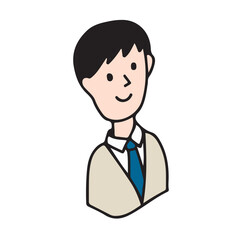 Fototapeta premium 制服を着た男子学生・スーツのビジネスマンのイラストアイコン 中学生・高校生