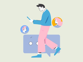 Personnel doing job interview flat vector concept operation hand drawn illustration
