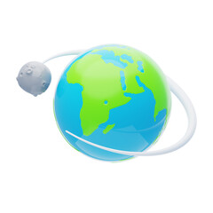 3D the moon revolves around the earth