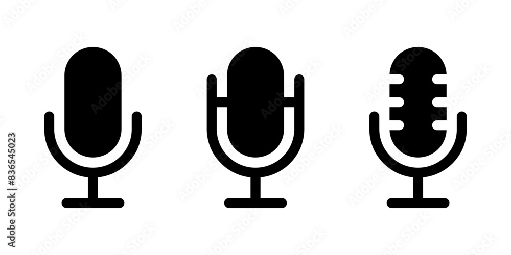 Poster mic icon set in generic style. microphone, voice recorder concept