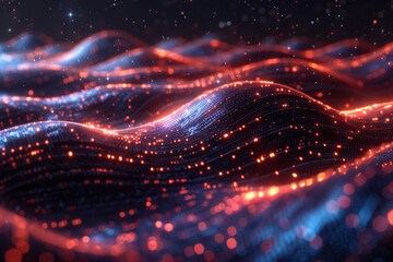 Obraz premium Digital background for tech, AI, neural networks, data, audio, graphics