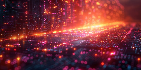 Fototapeta premium Digital background for tech, AI, neural networks, data, audio, graphics