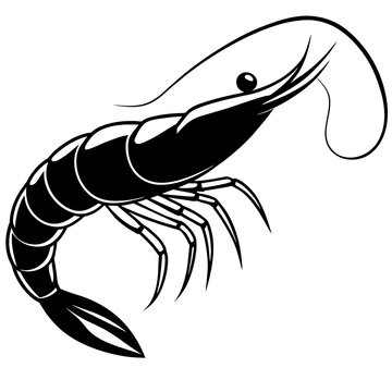 recommend clip art: Simple shrimp silhouette vector illustration 