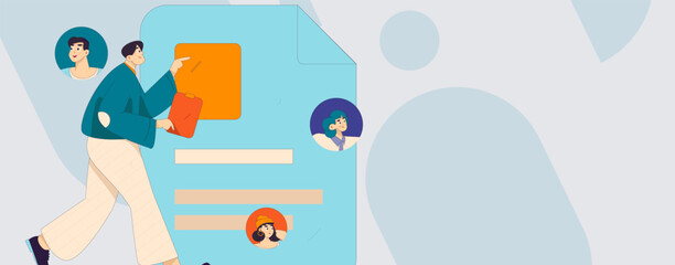 Personnel doing job interview flat vector concept operation hand drawn illustration
