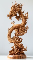 Fototapeta premium Beautiful wood carvings of mythical animals.