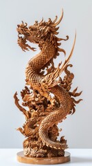 Fototapeta premium Beautiful wood carvings of mythical animals.