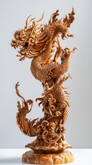 Fototapeta premium Beautiful wood carvings of mythical animals.