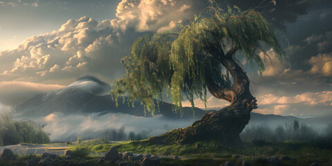 Tristeza retratada como uma árvore chorona