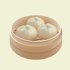 Chinese food 3D barbecue pork buns