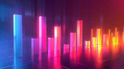 Financial data curve chart, financial technology themed big data analysis bar chart background