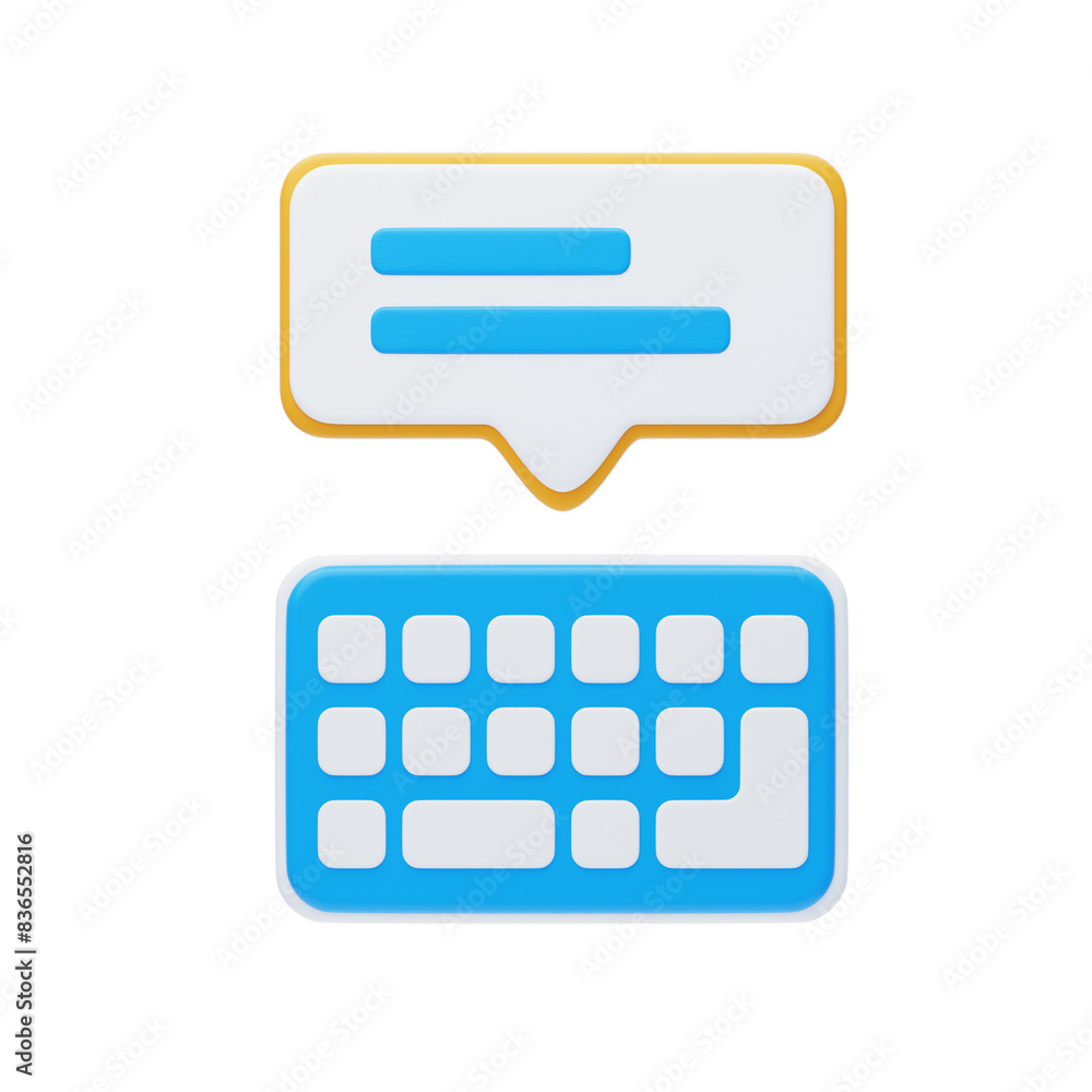 Poster 3d typing messages with keyboard