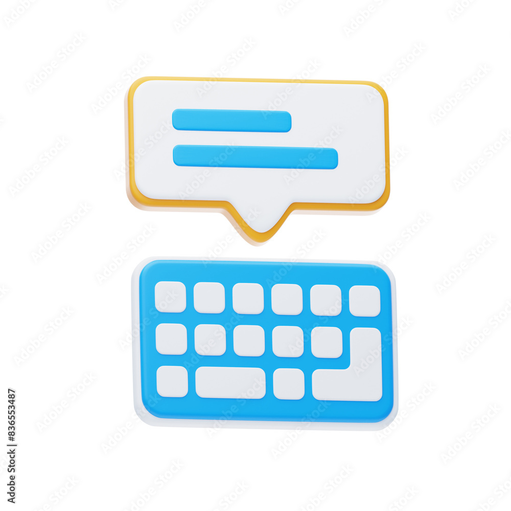 Poster 3d typing messages with keyboard