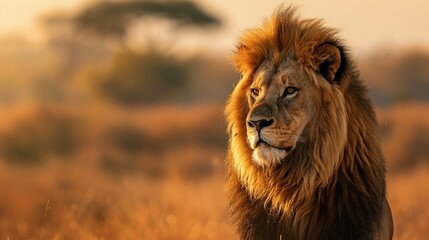 Fototapeta premium A majestic lion with copy space 