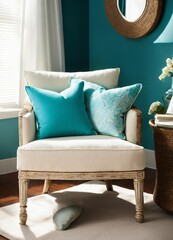 COASTAL STRIPED  BEACH THEME  PALE BLUE AND WHITE 