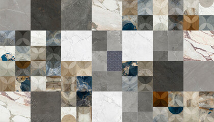 Seamless patchwork pattern with beautiful pattern combination in natural style. Print for fabric or...