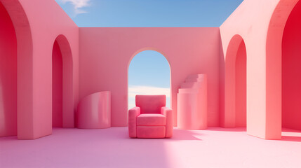 pink_chair_background, sky