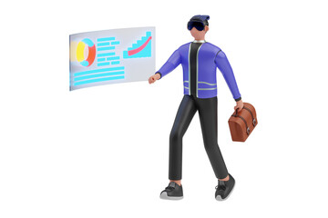 Working in metaverse 3D Illustration