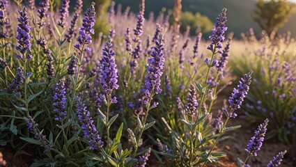 Obraz premium Purple Lavender Flowers in Field