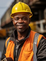 portrait of a worker in a helmet